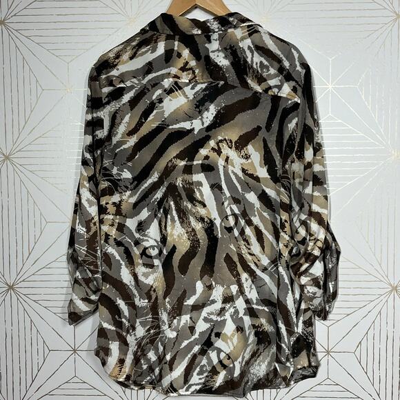 Quintessential Women’s Animal Tiger Long Tunic Semi Sheer Blouse Size Large - Picture 5 of 8